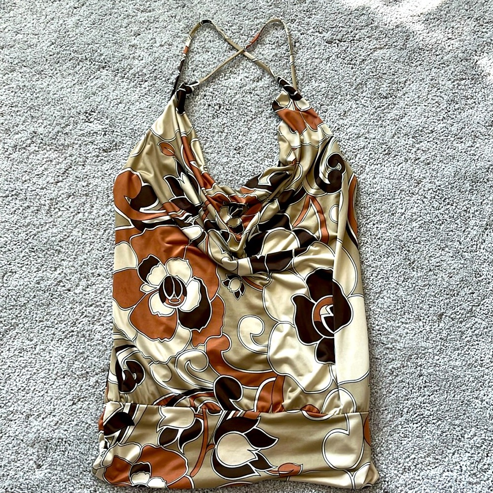 Cowl neck camisole with low surplice back, size unknown